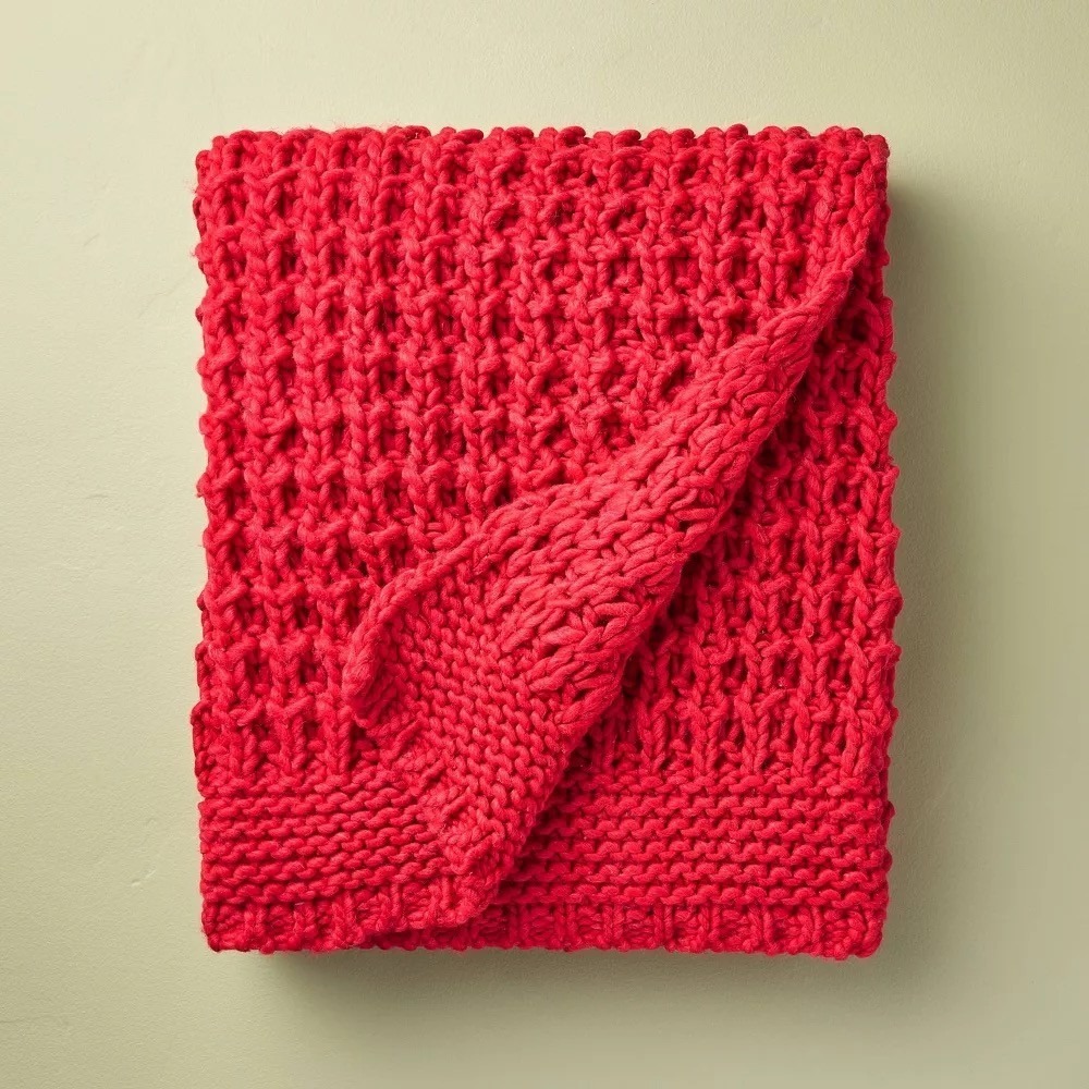 Cable Knit Throw Blanket Red - Hearth & Hand Magnolia, Target Christmas 2024